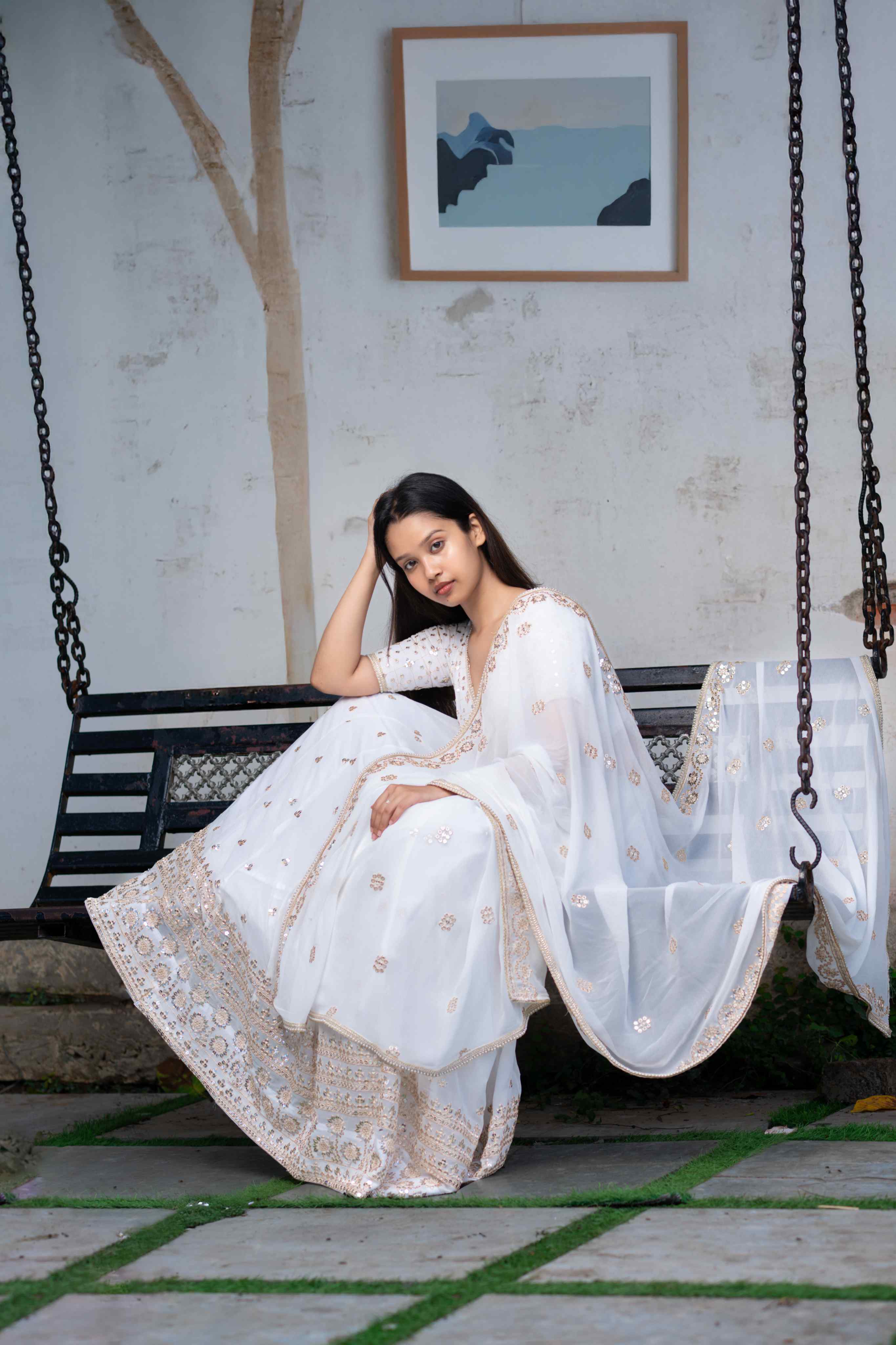 ppp Alia White Zari Work Lehenga