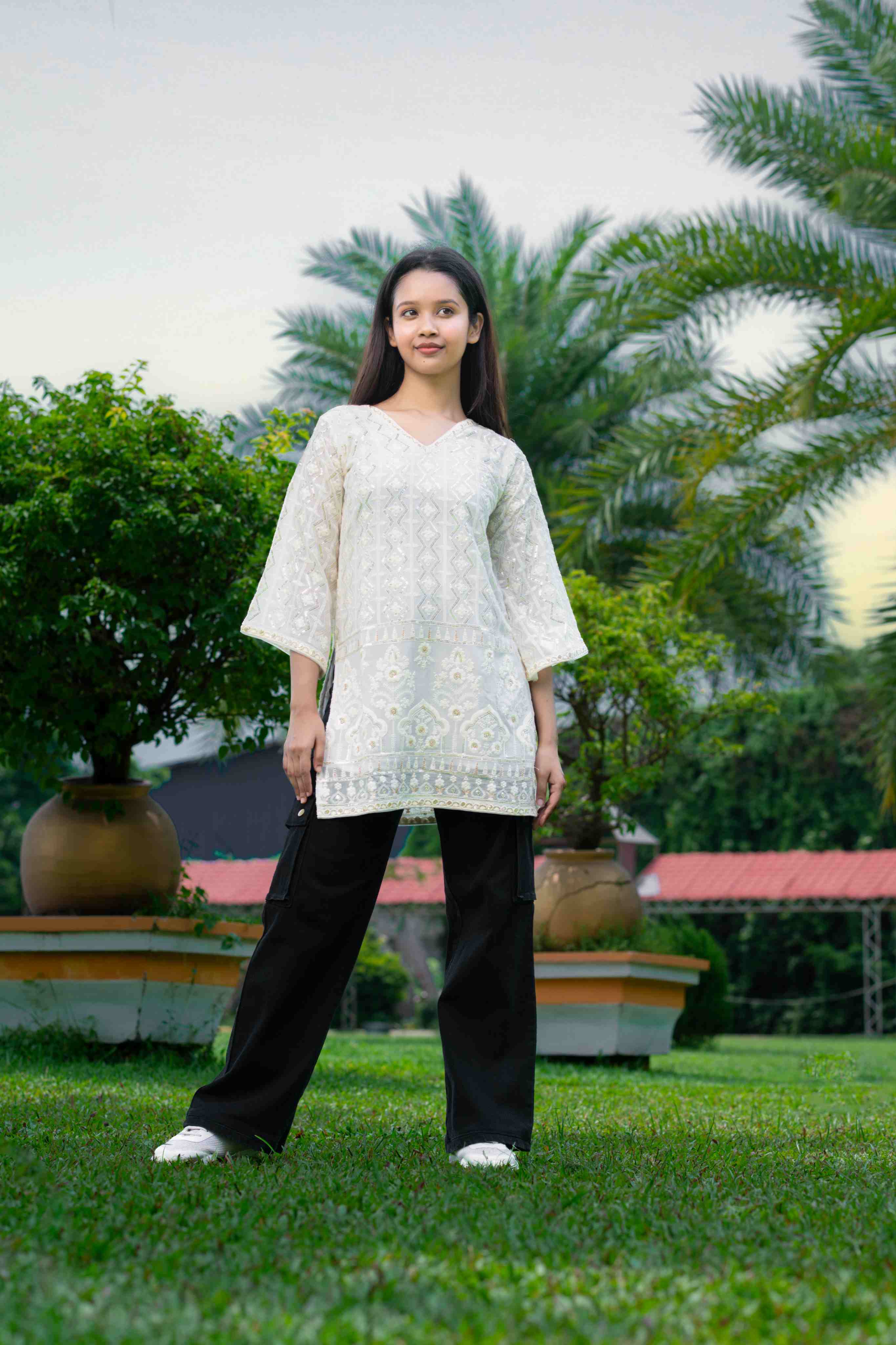 ppp Zari Work Pakistani Short Kurti