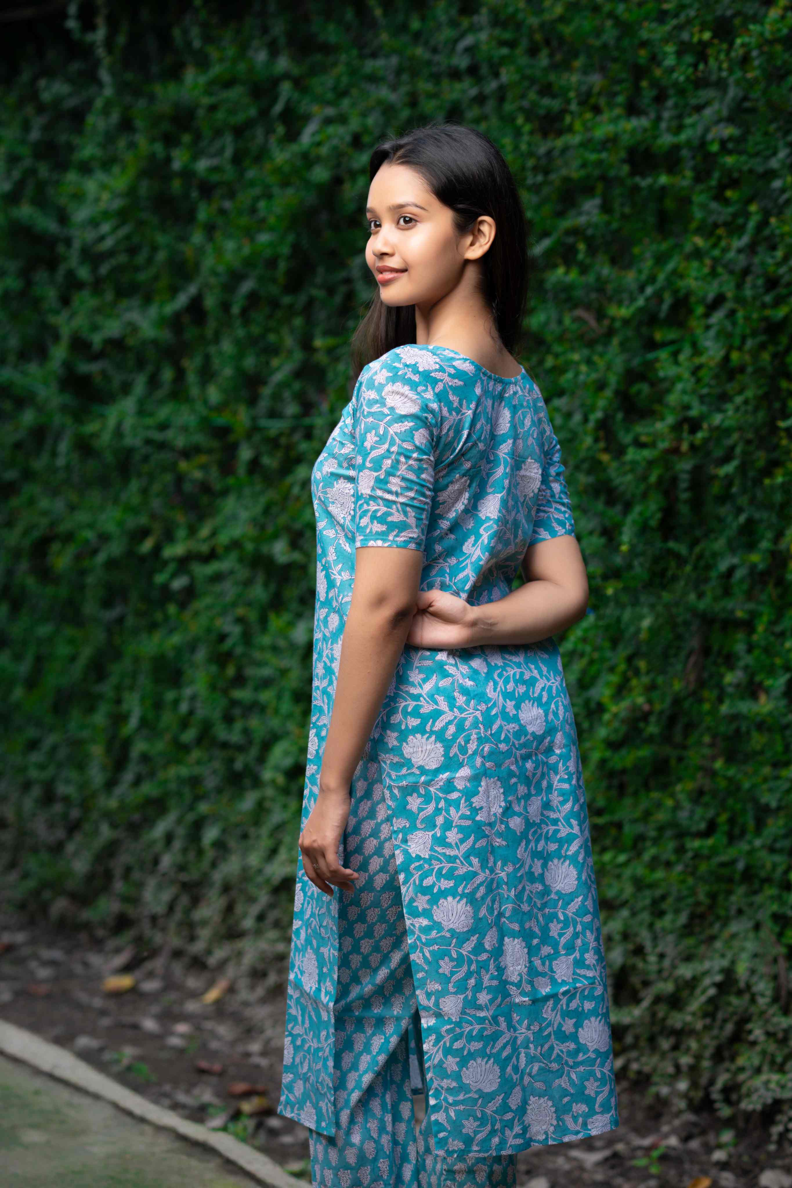 qqqqqq Sangaria Hand Block Kurti With Plazzo Set