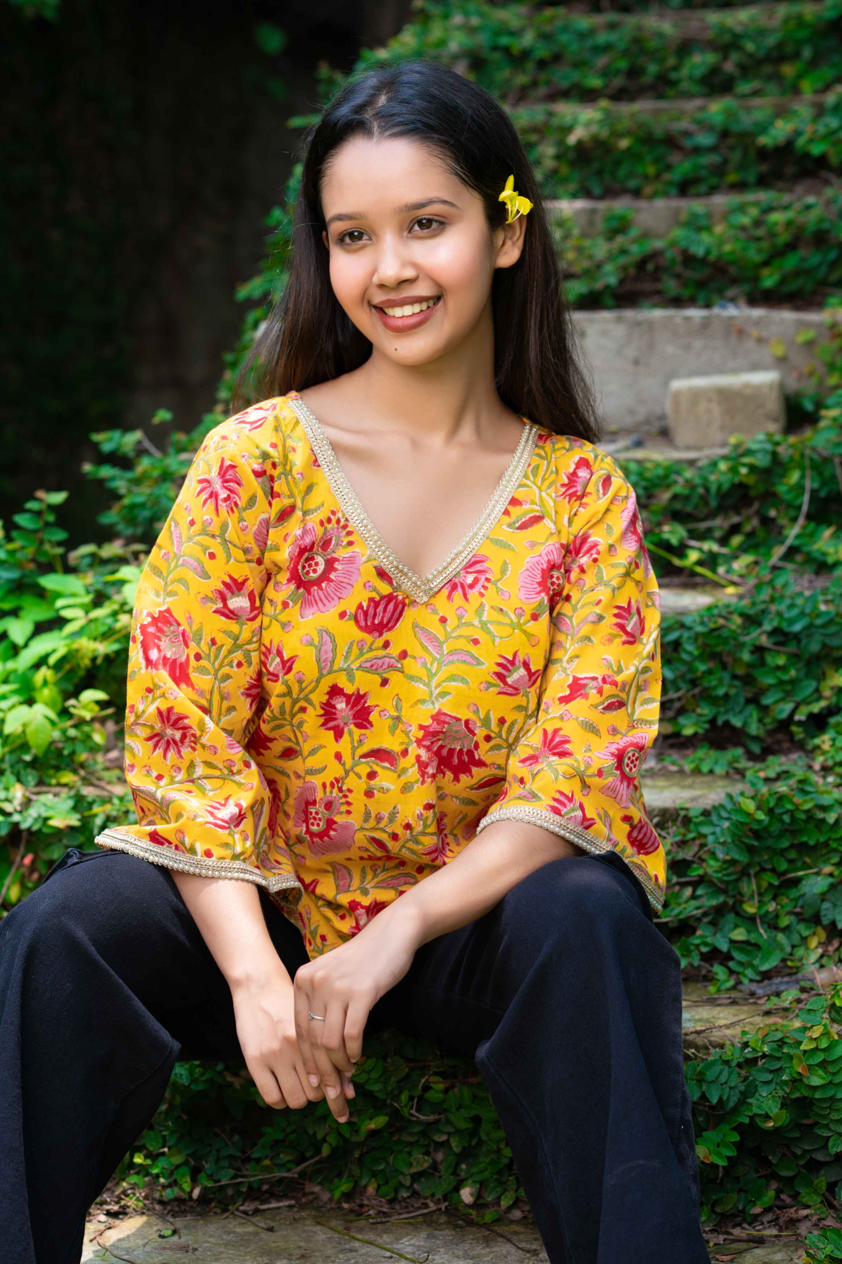 yy Yellow Pakistani Short Kurti